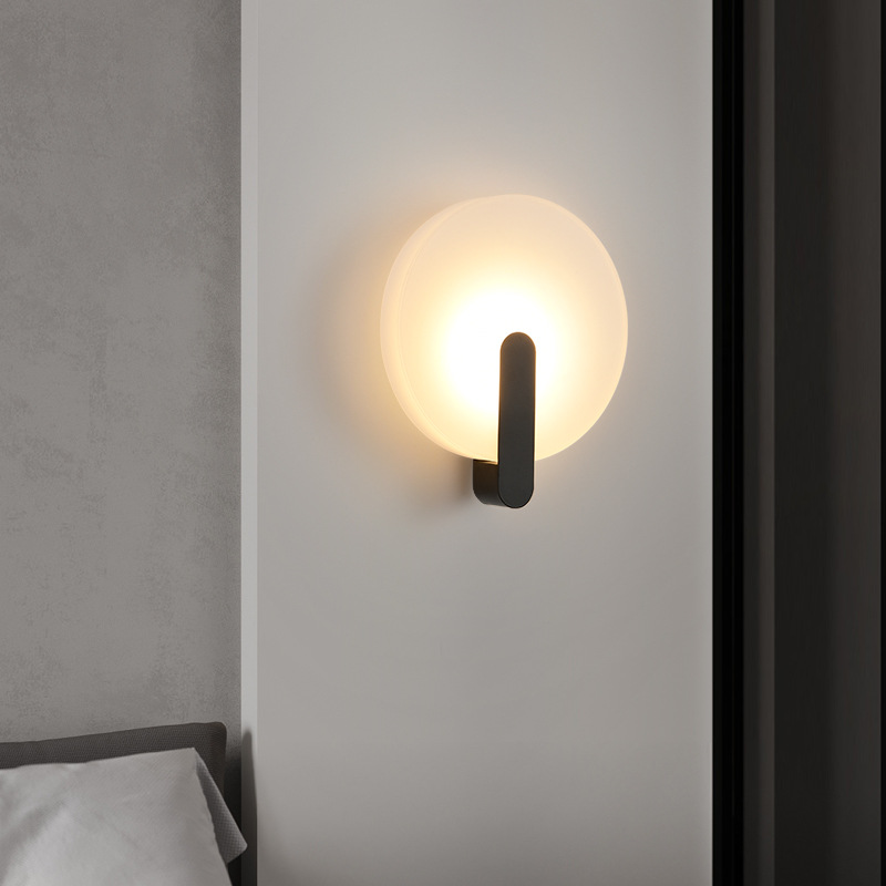 Lámpara de pared para dormitorio Daguanyuan, lámpara decorativa simple para pasillo de sala de estudio, luz nocturna, lámpara de pared redonda para cabecera 521L