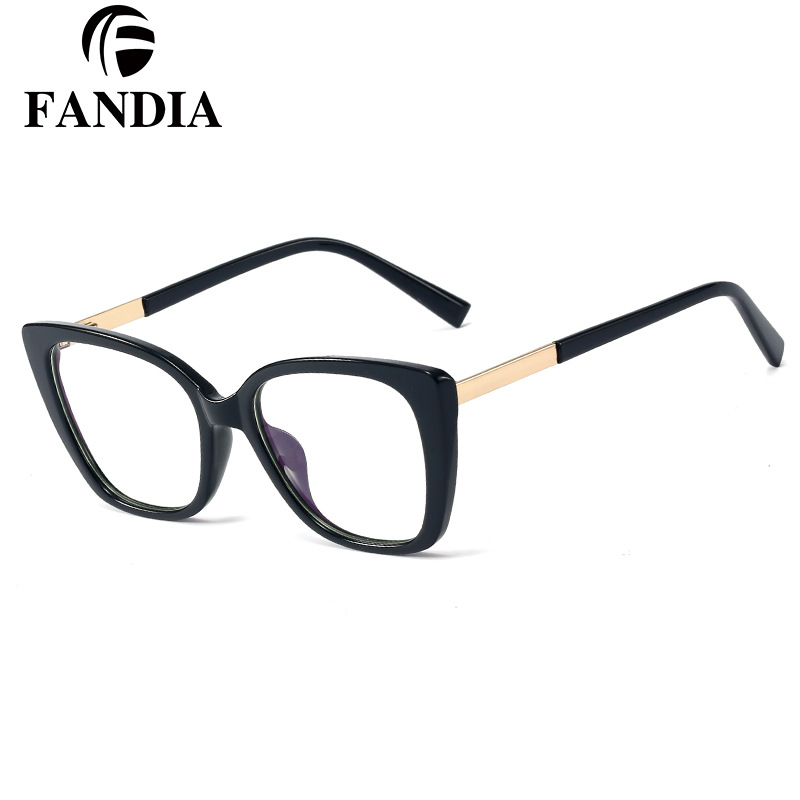 95717 tendencia de la moda de dos colores marco grande gafas lisas mujeres TR90 marco completo anti-azul gafas de luz miopía marco