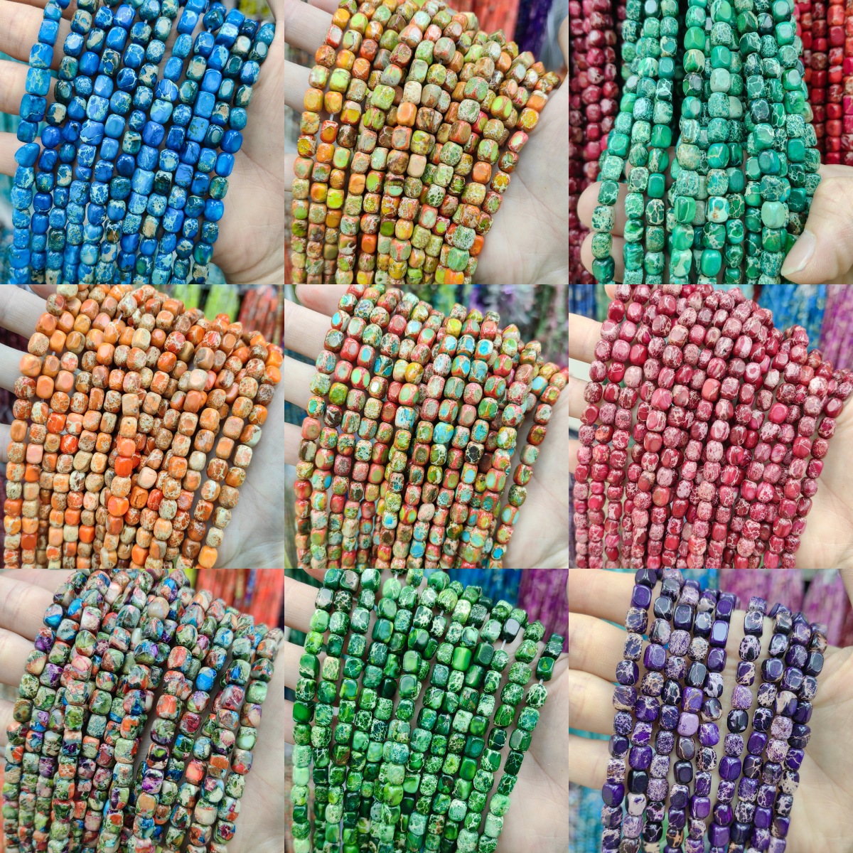 Ventas transfronterizas calientes de piedra imperial natural 5mm * 7mm con forma cuadrada multicolor perlas dispersas productos semiacabados joyas diy