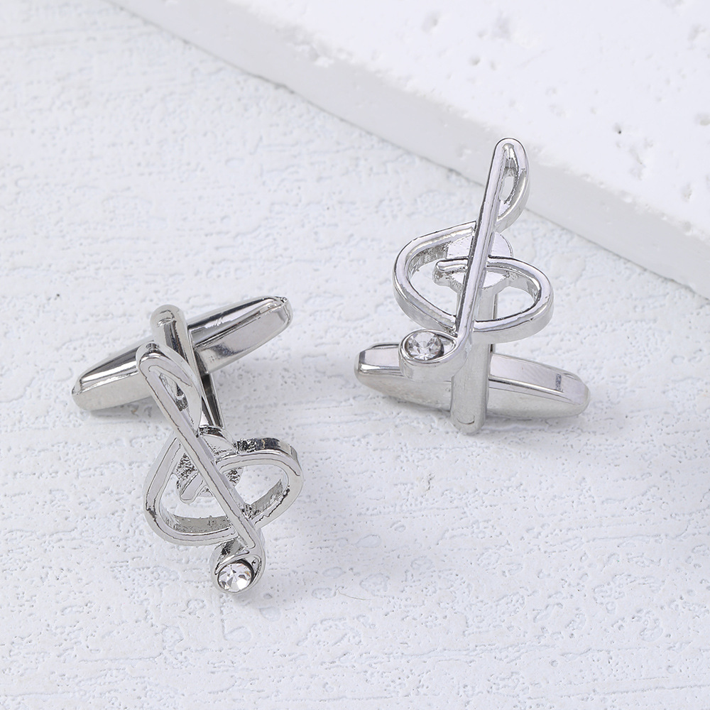 gemelli da polso con diamanti con nota musicale da uomo, semplici, alla moda, in lega, di alta qualità, con fibbia per camicia, accessori, nuovi prodotti in magazzino_voghion.com