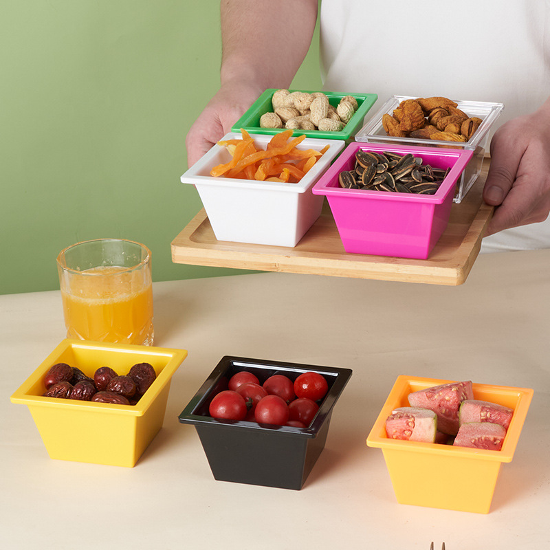 Fábrica directa plato de bocadillos de plástico plato de semillas de melón plato de bocadillos comerciales plato de frutas acrílico transparente