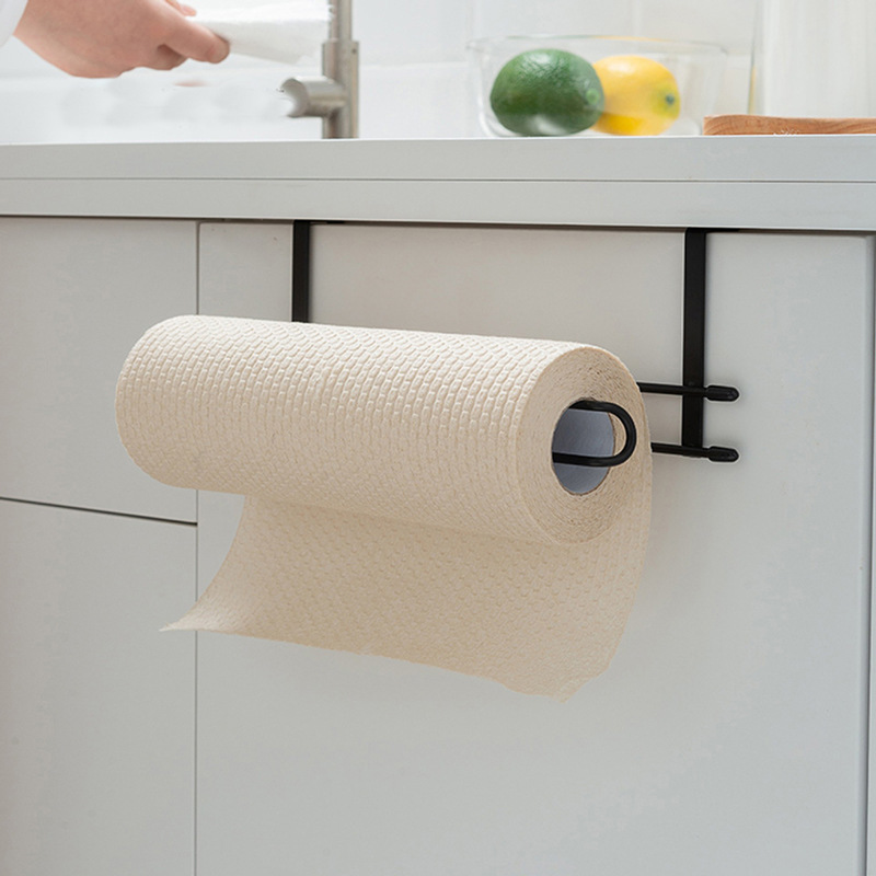 Mandi Kitchen Paper Towel Holder, Hole-Free Anchorless Carbon Steel, Under-Cabinet Towel and Wrap Storage Rack