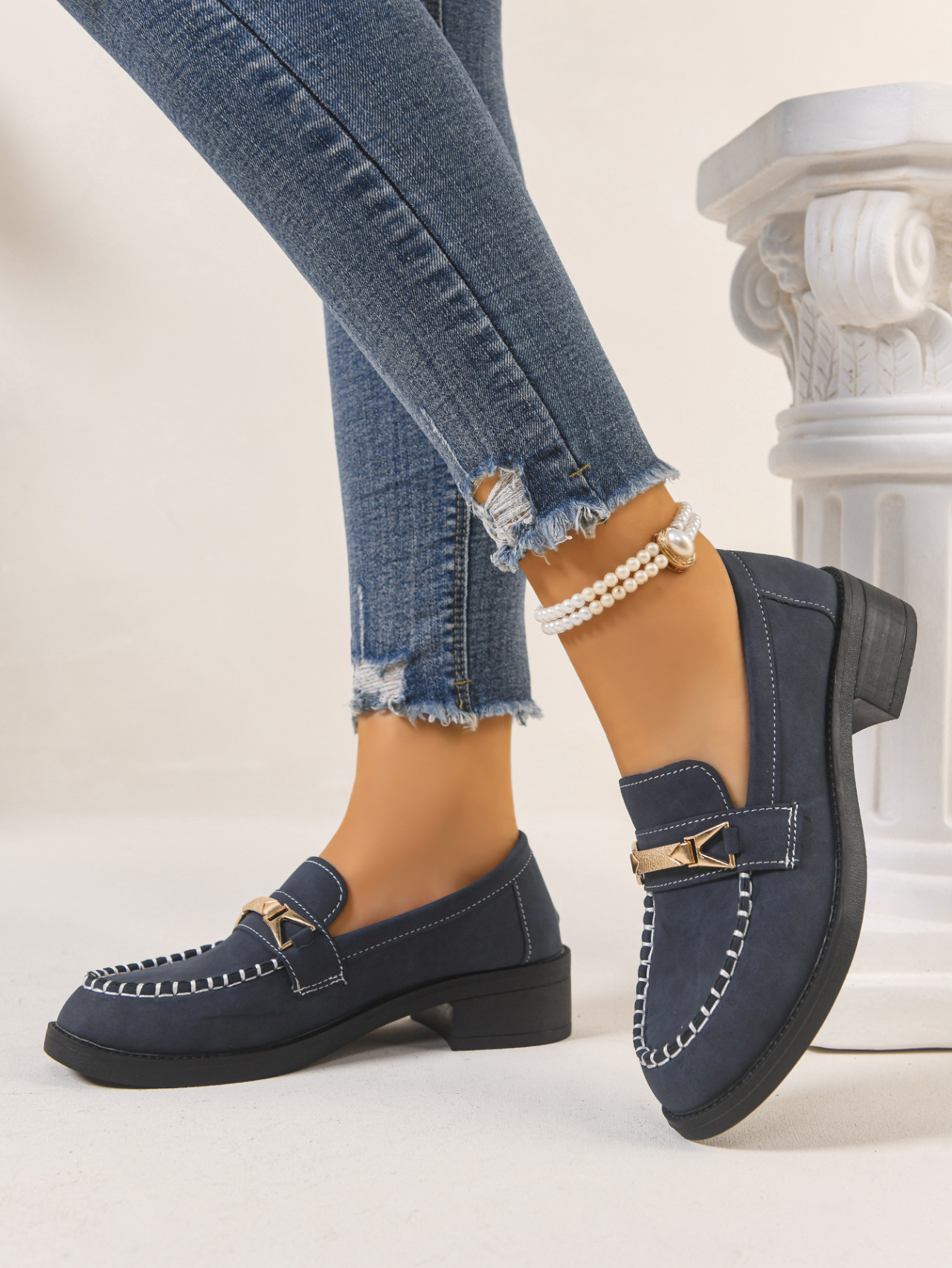 Dames loafers met metalen ketting en luipaardprint_voghion.com