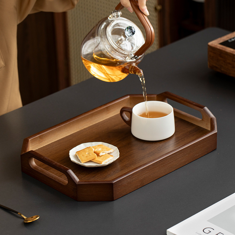 八角形の多機能スナックとペストリー、特別なおもてなし、軽い高級フルーツハンドル、お茶と色のトレイ、レトロなディナープレート|undefined