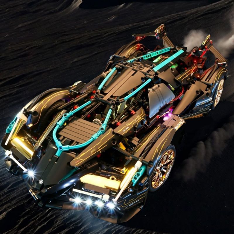 Compatible con Lamborghini V12 Black Samurai puzzle de ensamblaje de juguetes mecánicos autos deportivos regalos para niños