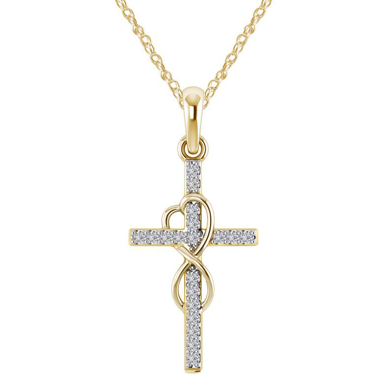 Elegant Cross Alloy Plating Artificial Diamond Women's Pendant Necklace display picture 1