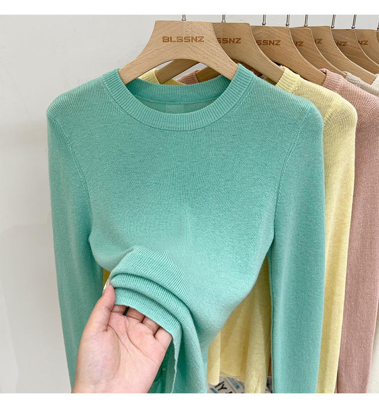 315g Weight Long Sleeve Sleeve Length Pullovers Placket Type Spandex, Polyester Fabric Type Short Top Length Knitwear Tops Type Daily Occasion Round Neck Neckline Slim Fit Type Solid Color Pattern Spring, Autumn Season Women's Gender Casual, Simple Style Style Wholesale Women's Casual Simple Style Solid Color Long Sleeve Sweaters & Cardigans 28