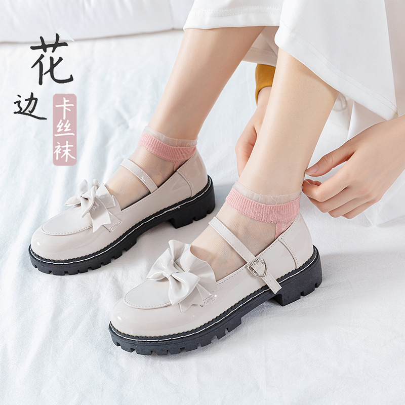 Socks Women's Glass Silk Stockings Short Socks Spring and Summer Thin Invisible Boat Socks Women's Ins Trendy Mesh Breathable Comfortable Cotton Socks