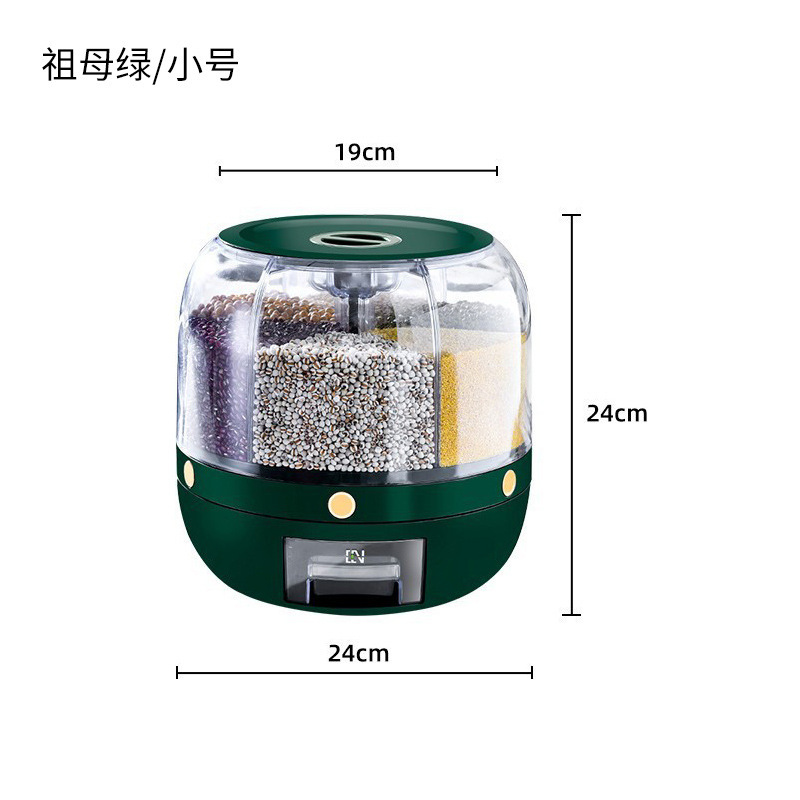 Barril de arroz rotatorio de grano de grano caja de almacenamiento de grano de grano casero a prueba de insectos a prueba de humedad sellado caja de almacenamiento de arroz cilindro de plástico