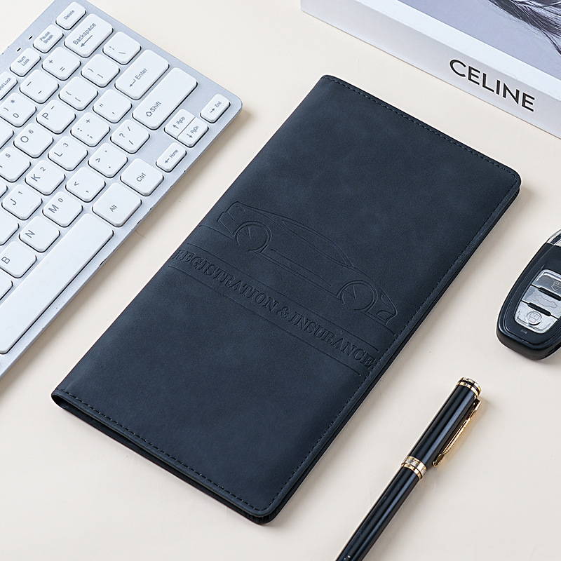 Bolsa de identificación de automóviles de cuero bolsa de tarjetas de registro de automóviles y titular de seguros multifuncional PU carpeta de documentos de automóviles