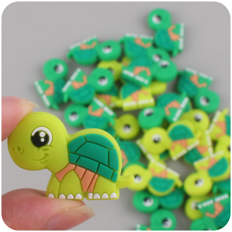 Bebé de dibujos animados silicona tortuga mordedor bebé creativo DIY chupete cadena pulsera accesorios juguete
