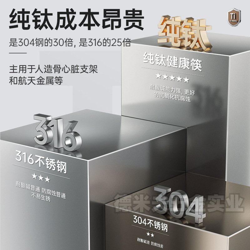 纯钛筷子家用抗菌防霉高档耐高温长筷轻奢纯钛筷子礼盒装工厂批发|undefined