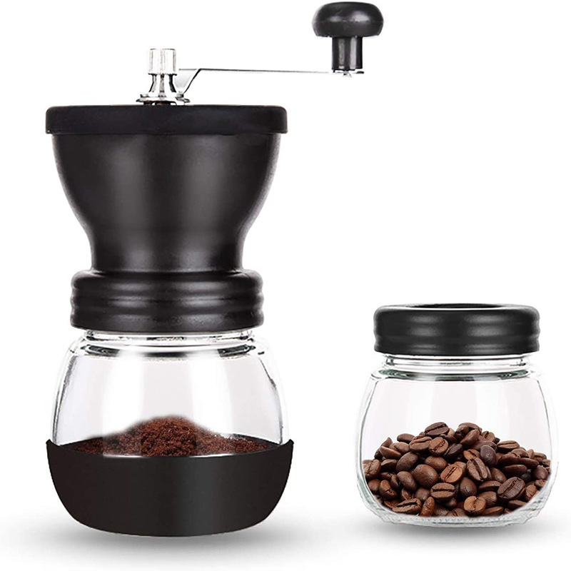 Cross-Border Manual Coffee Grinder, Coffee Bean Grinder, Manual Coffee Machine, Small Household Glass Hand-Cranked Grinder