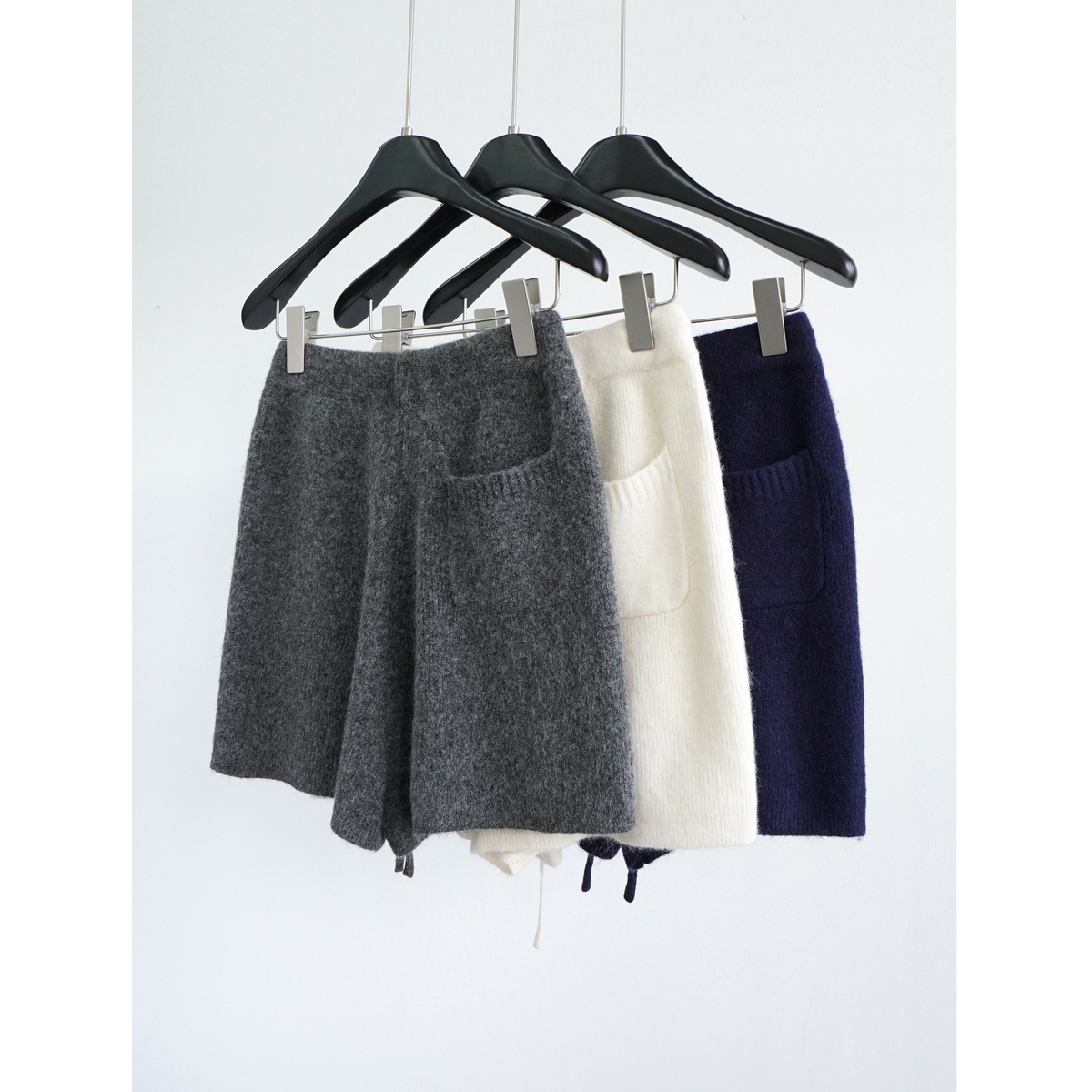 韩系慵懒羊毛混纺针毛针织衫短裤女秋冬新款宽直筒休闲裤极简质感