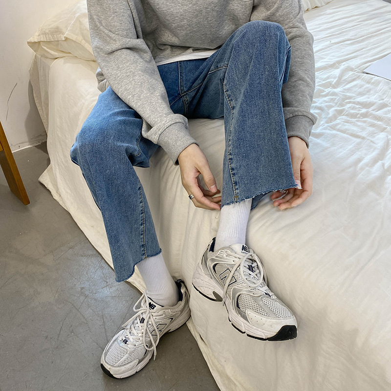 Men's Cropped Jeans 2025 New Spring and Summer Loose Straight Men's Trendy Wide-Leg Pants 9/10 Length