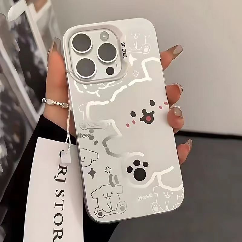 Happy Puppy Suitable for Apple 17Promax Phone Case Iphone15 Large Hole 14 Niche 13Mini Hard Case 12