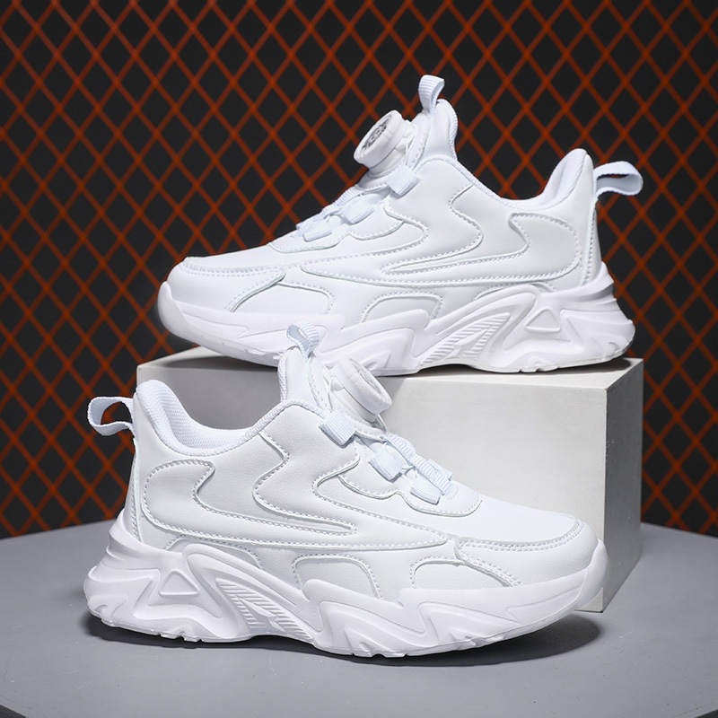 Zapatillas de deporte para niños transfronterizas de cuero para niños talla 26-40 zapatos de campus Los zapatos blancos muestran los zapatos para niños netos de las niñas