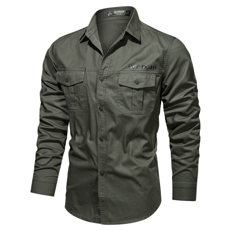 Camisa de Trabajo de Algodón Lavado para Hombre de Algodón Transpirable, Resistente al Desgaste para Uso Casual