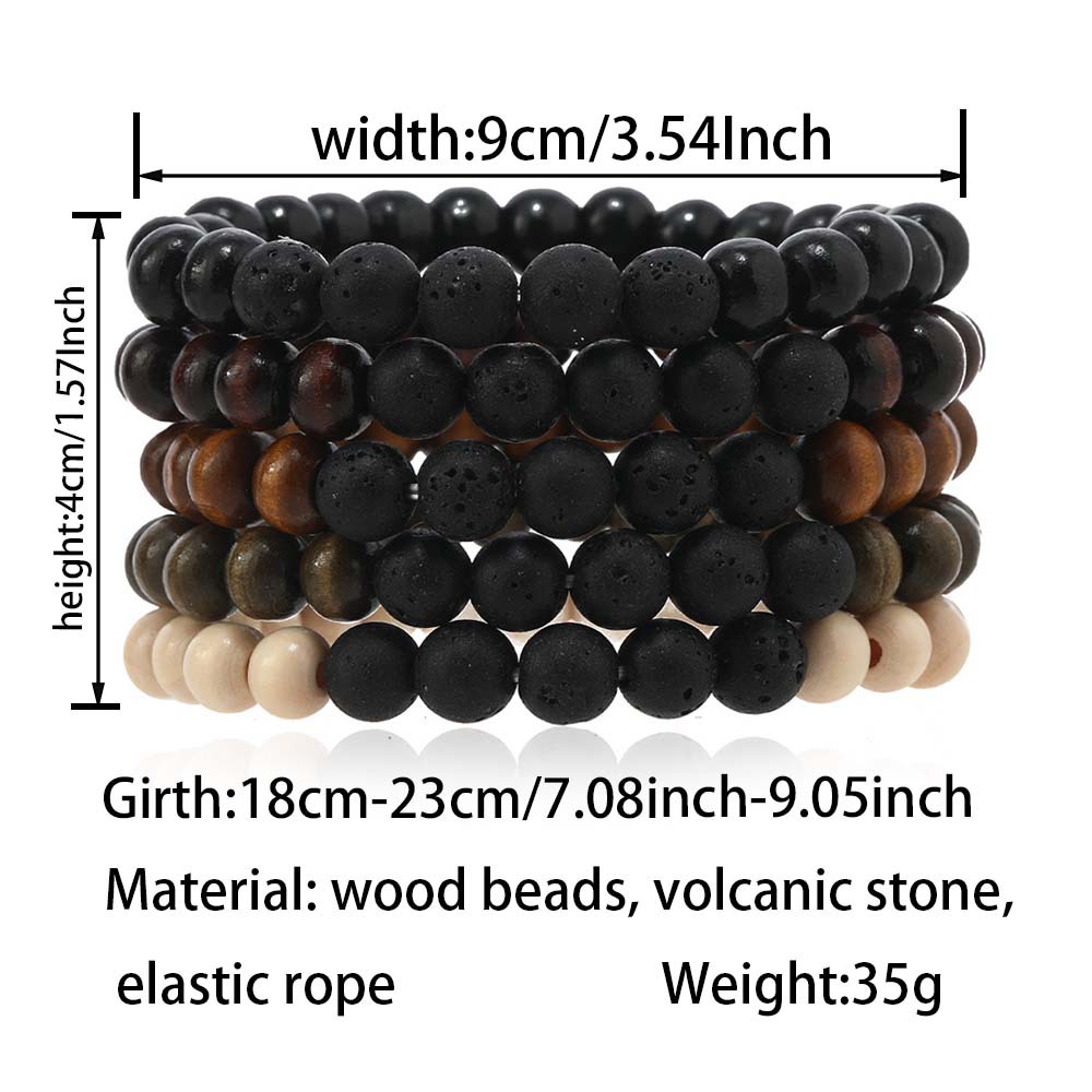 Retro Ropa De Calle Geométrico Madera Roca Volcánica Hombres Pulsera Pulseras Con Cuentas Para Hombre display picture 1