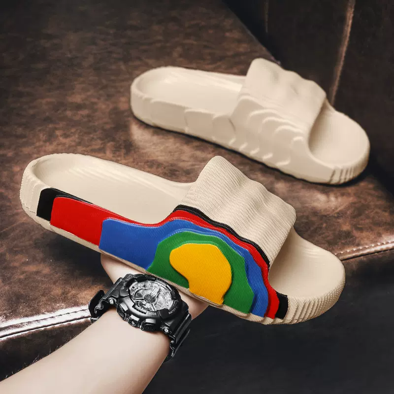 男士拖鞋跨境夏季新款简约时尚侃爷防滑EVA厚底一字拖外穿沙滩鞋