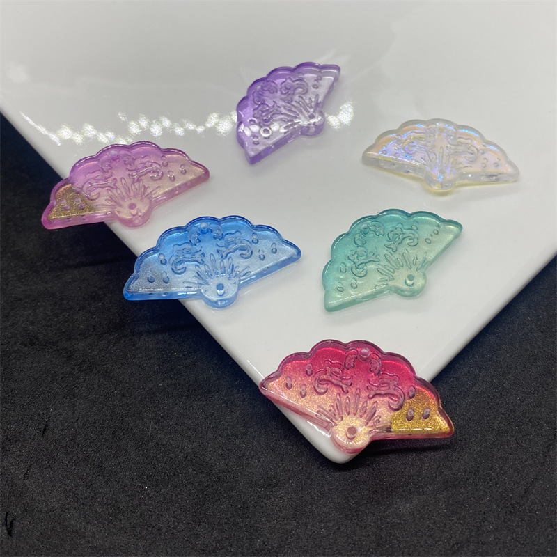 捷克琉璃扇子剑三七秀门派双孔吊坠古风diy饰品配件琉璃散珠发簪