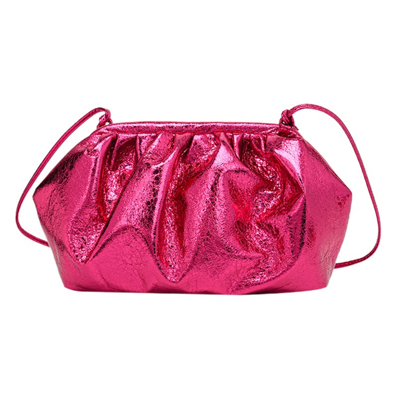 Bolso de hombro con textura y diseño transversal, modelo 2025, de alta gama, sencillo, con clip, patrón craquelado brillante, bandolera para mujer