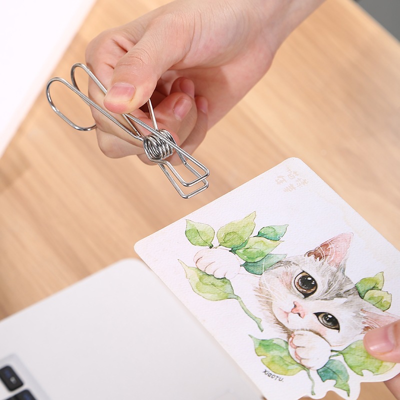 Stainless steel solid clip with hook non-magnetic high elastic small clip solid spring clip