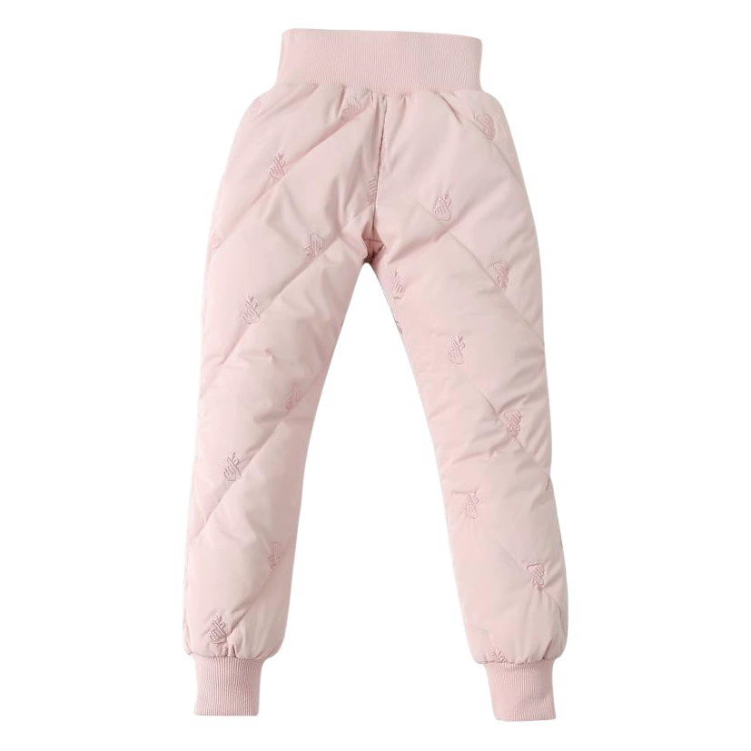 Пуховые штаны для девочек с высокой талией, белый утиный пух, новый стиль, утолщенные теплые штаны для детей среднего и большого размера, Детские Пуховые штаны для верхней одежды