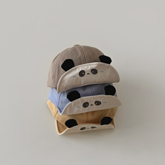 秋南 韓國嬰兒帽子2024新款ins可愛超萌熊貓女童棒球帽寶寶鴨舌帽