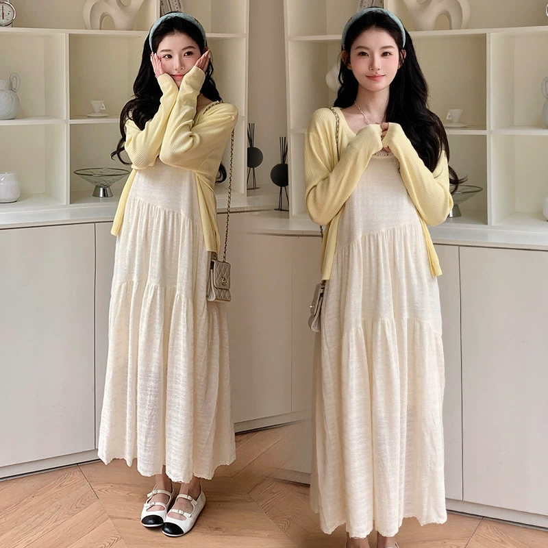 Летний модный набор для беременных, футболка, slip-дdress, кардиган, (Physicals), корейский стиль