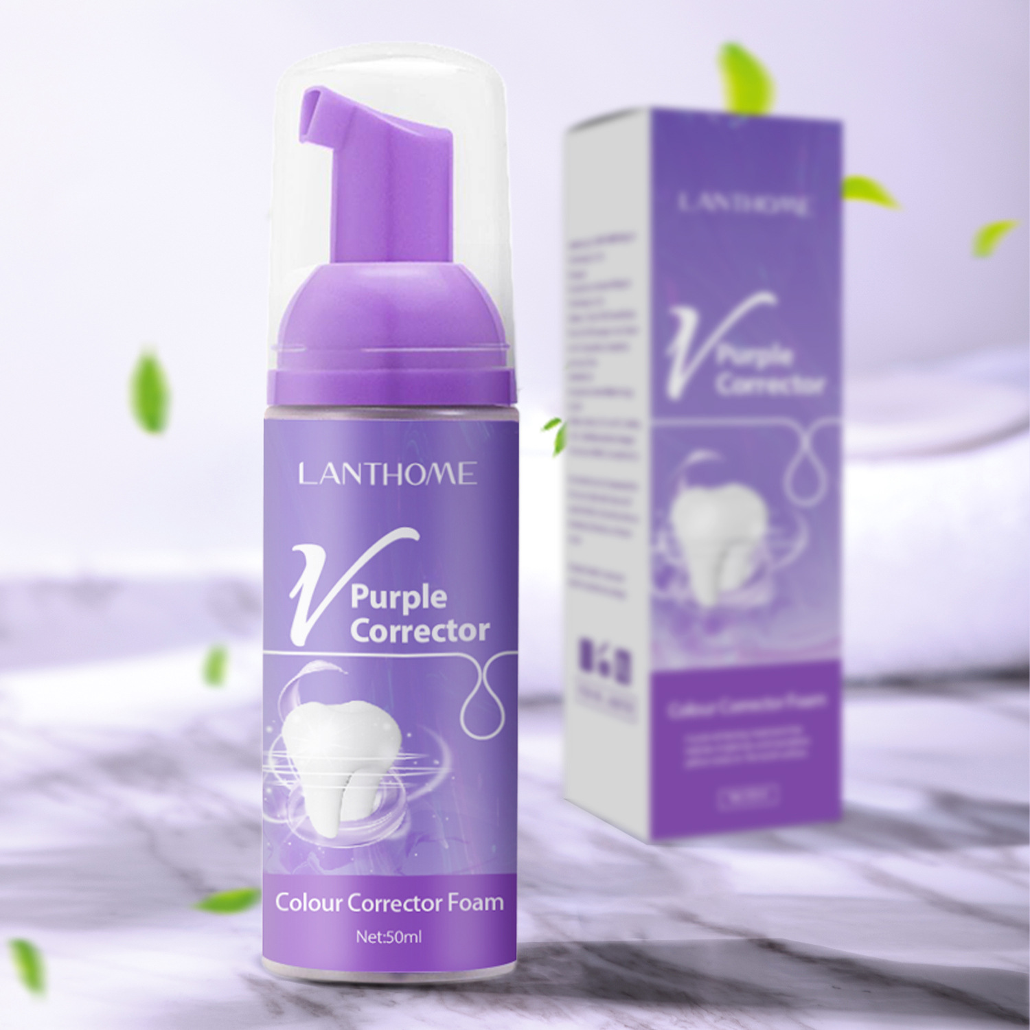 跨境蓮碧泉lanthome紫色V慕斯Teeth Mousse 50ml 清新口氣