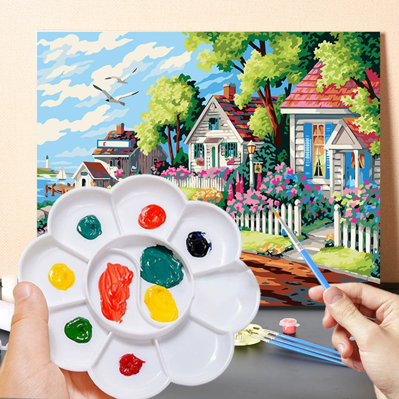 Детская пластиковая цветочная палитра diy акварель акварель акварель акварель акварель акриловая масляная краска палитра