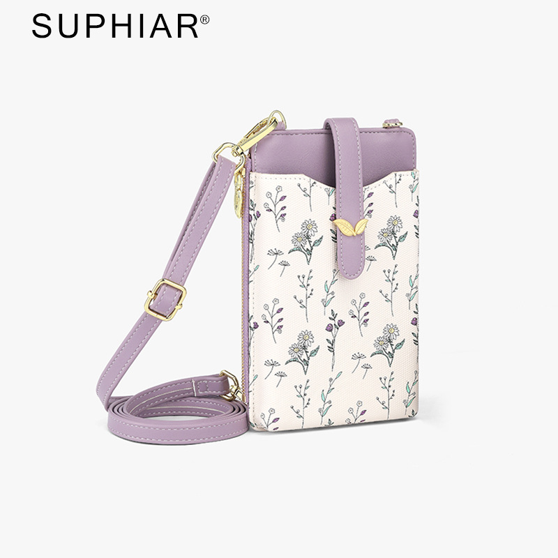 Cartera personalizada de cuero PU del sudeste asiático para mujer, bolso de tarjeta de sentido premium, monedero para mujer, bolso de mensajero de un solo hombro para teléfono móvil