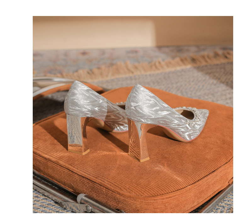 Giày cao gót nữ mũi nhọn gót dày Jingang H8097/H6097, gót 6 cm, phong cách Pháp — Rượu sâm banh【 6cm 】 chi tiết 22
