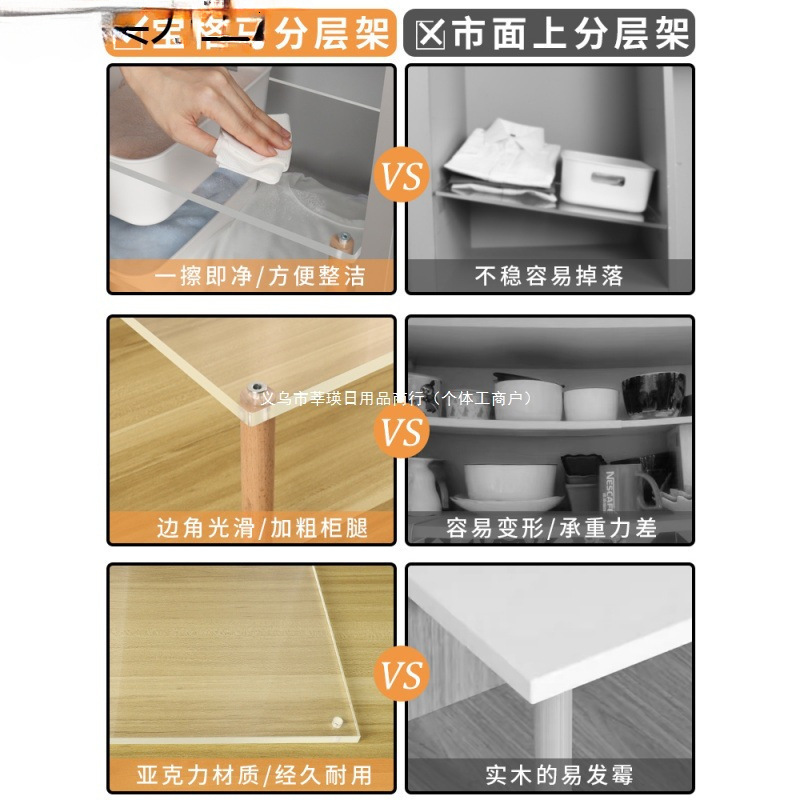 亚克力衣柜分层隔板收纳鞋柜子内分层置物架桌面简易储物橱柜箫多|undefined