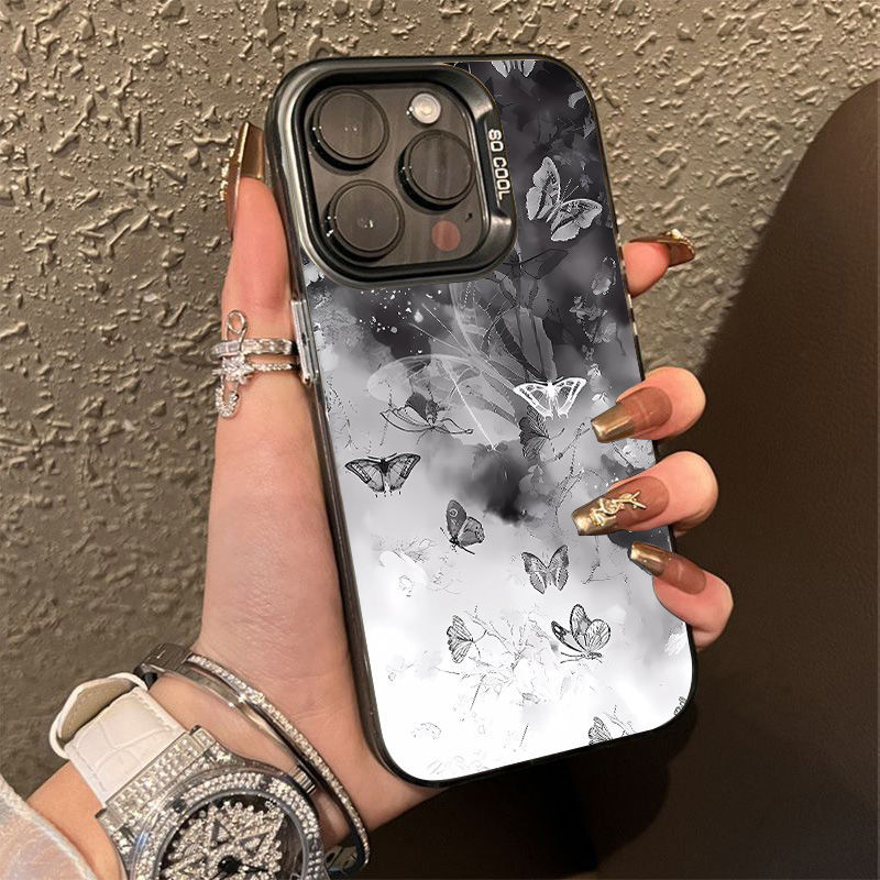 蝴蝶花适用iPhone16promax手机壳苹果14磨砂13 12 11防摔xs 78p