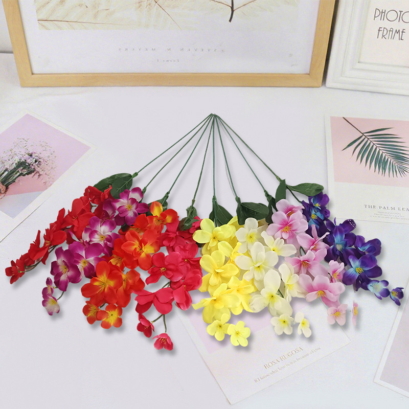 Artificial Single Branch Azalea Bouquet Wedding Flower Arrangement Flower Wall Decoration Cross-Border Party Wreath Decoration Bride Artificial Flowers