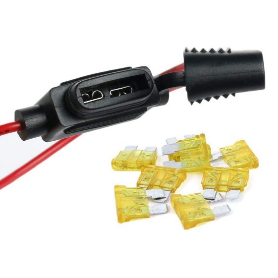 8件汽车插片保险丝座直插式ATC/ATO 14AWG线束保险座12V20Amp