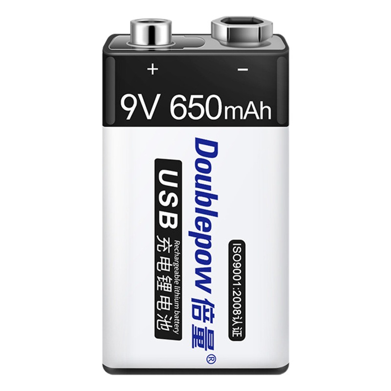 Double Capacity 9V Rechargeable Battery 6F22 Lithium-Ion Square Ccc Multimeter Mercury-Free Environmentally Friendly Battery C Port 3700Mwh