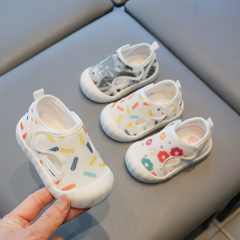 Xiaoxiao весна и осень с двойной сеткой От 1 до 3 лет детская обувь для малышей дышащая двойная сетка с мягкой подошвой Нескользящая Белая обувь для мальчиков и девочек