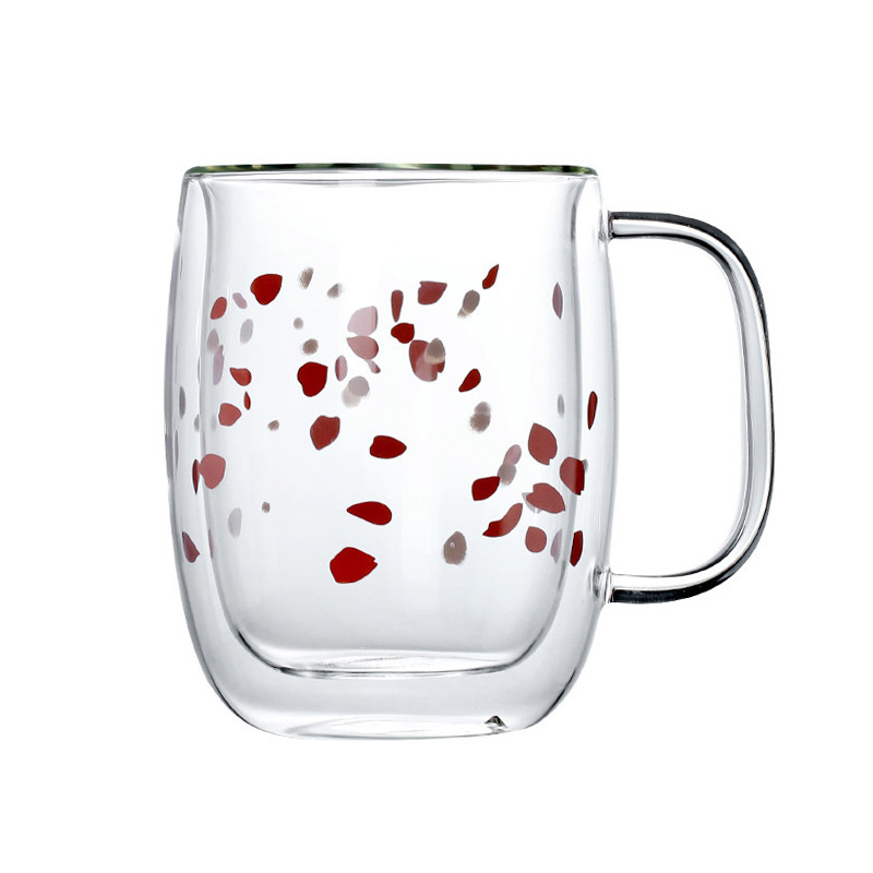 Double -layer with glass cup breakfast milk fruit juice coffee cup…