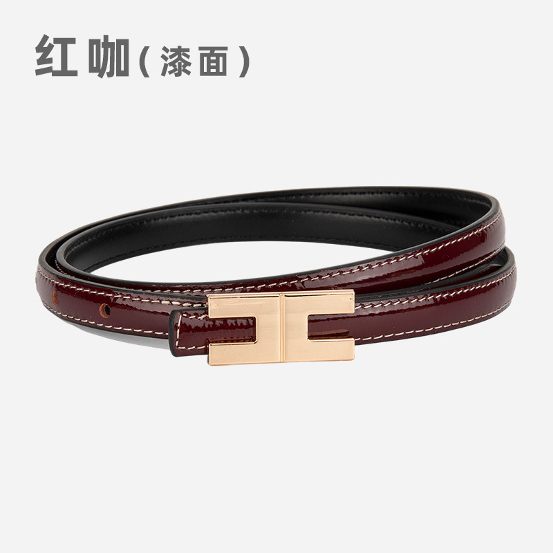 厂家直销真皮女士细腰带装饰连衣裙带裤带高级头层牛皮漆面皮带女|undefined