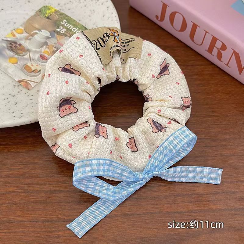 12＃蓝色贴标织带蝴蝶结发圈