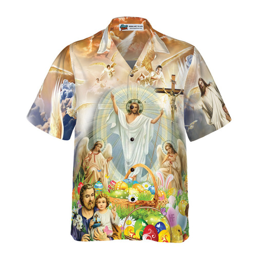 Cross-border European and American Amazon 3D printed men's shirt set 2024 summer new casual loose-fitting shirt