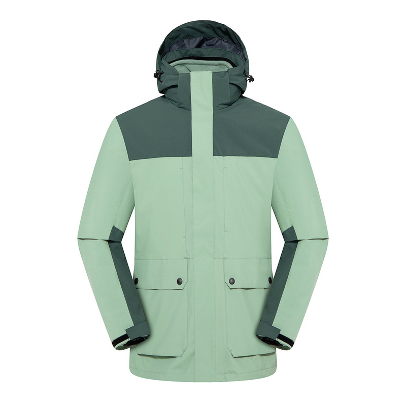 户外冲锋衣男女情侣款三合一可拆卸两件套防风防水连帽登山服外套|undefined