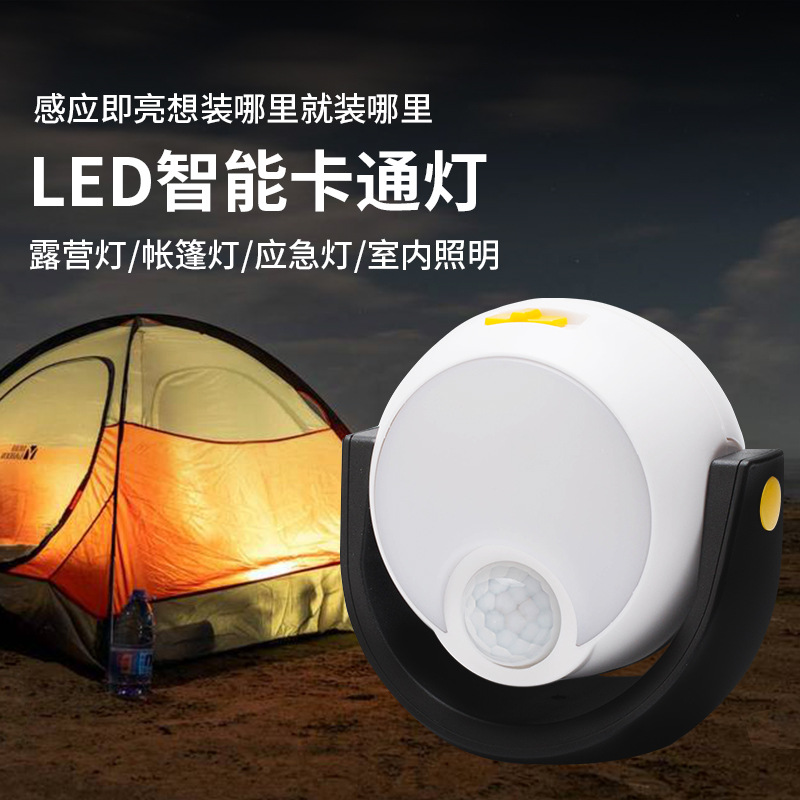 厂家批发感应户外露营灯led人体感应灯 电池壁灯远距离感应草坪灯