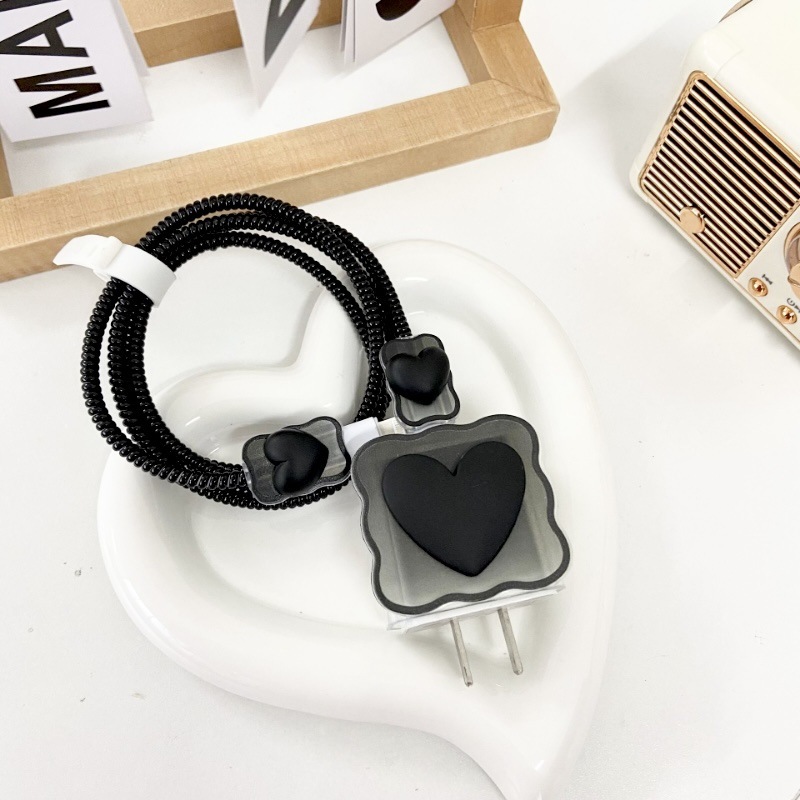 Apple 20W データケーブル保護カバー 14/15/16 高速充電ヘッドに適したグラデーションウェーブワイドラブハート|undefined