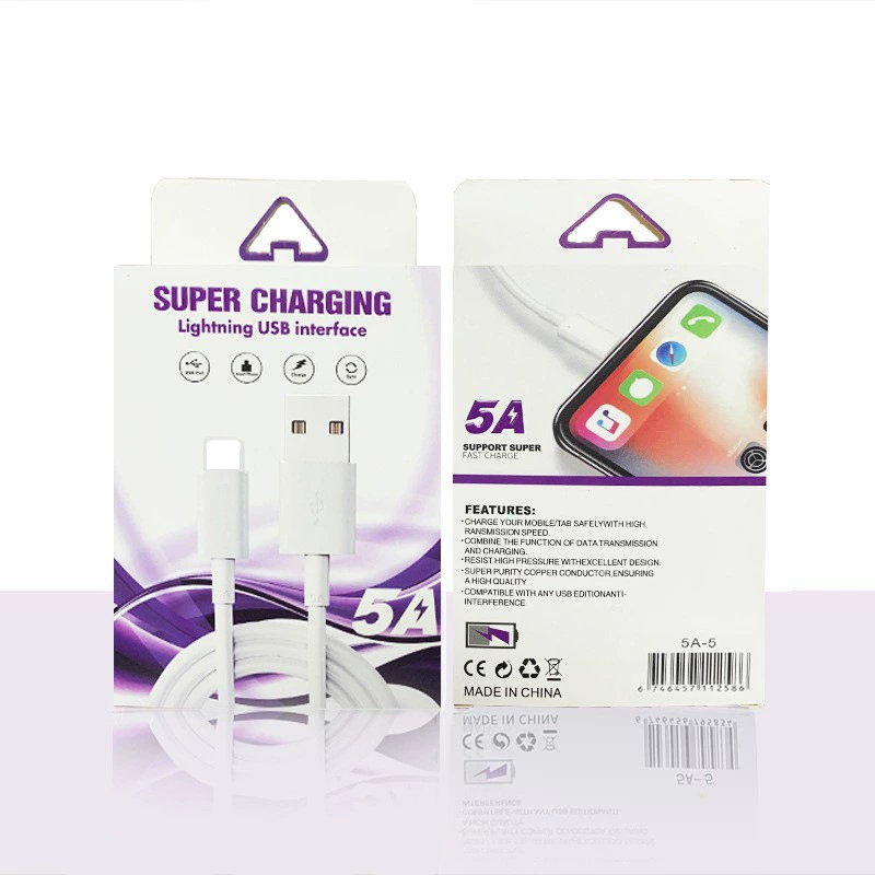 Кабель для зарядки (Huawei/Apple/Android) 5A ПВХ быстрая зарядка, длина 0.3–2 м