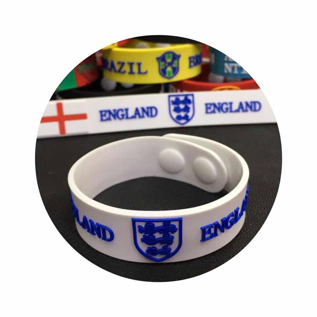 Pulseras de PVC con el Emblema de la Copa Mundial de Francia, España, Portugal, Bélgica y Países Bajos, Pulseras de Goma Suave para Aficionados