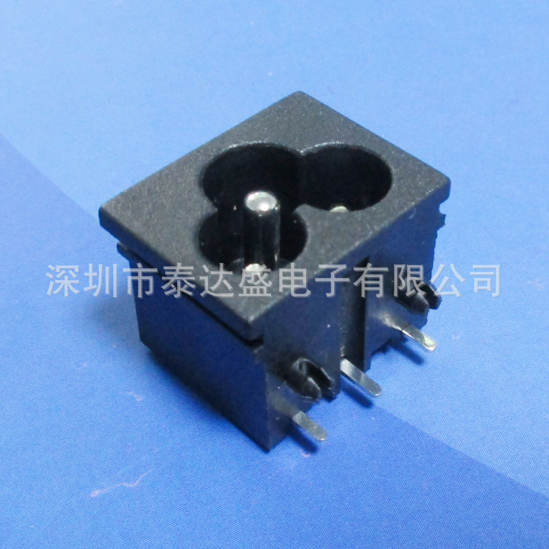 空净设备三芯AC输入C6母座23*18卡槽式尼龙料实心铜适配插座LH-6
